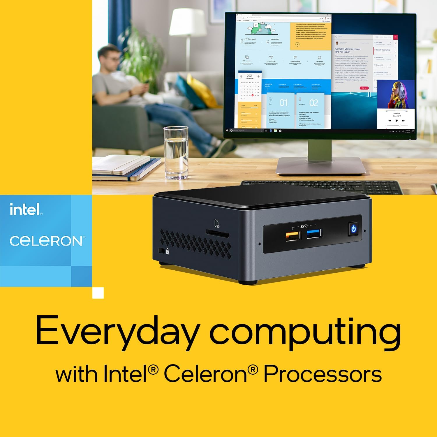 Intel NUC 7 Essential Desktop Computer Celeron J4005 Dual-core (2 Core) 2 GHz - 4 GB RAM DDR4 SDRAM - 32 GB Flash Memory Capacity - Mini PC : Electronics