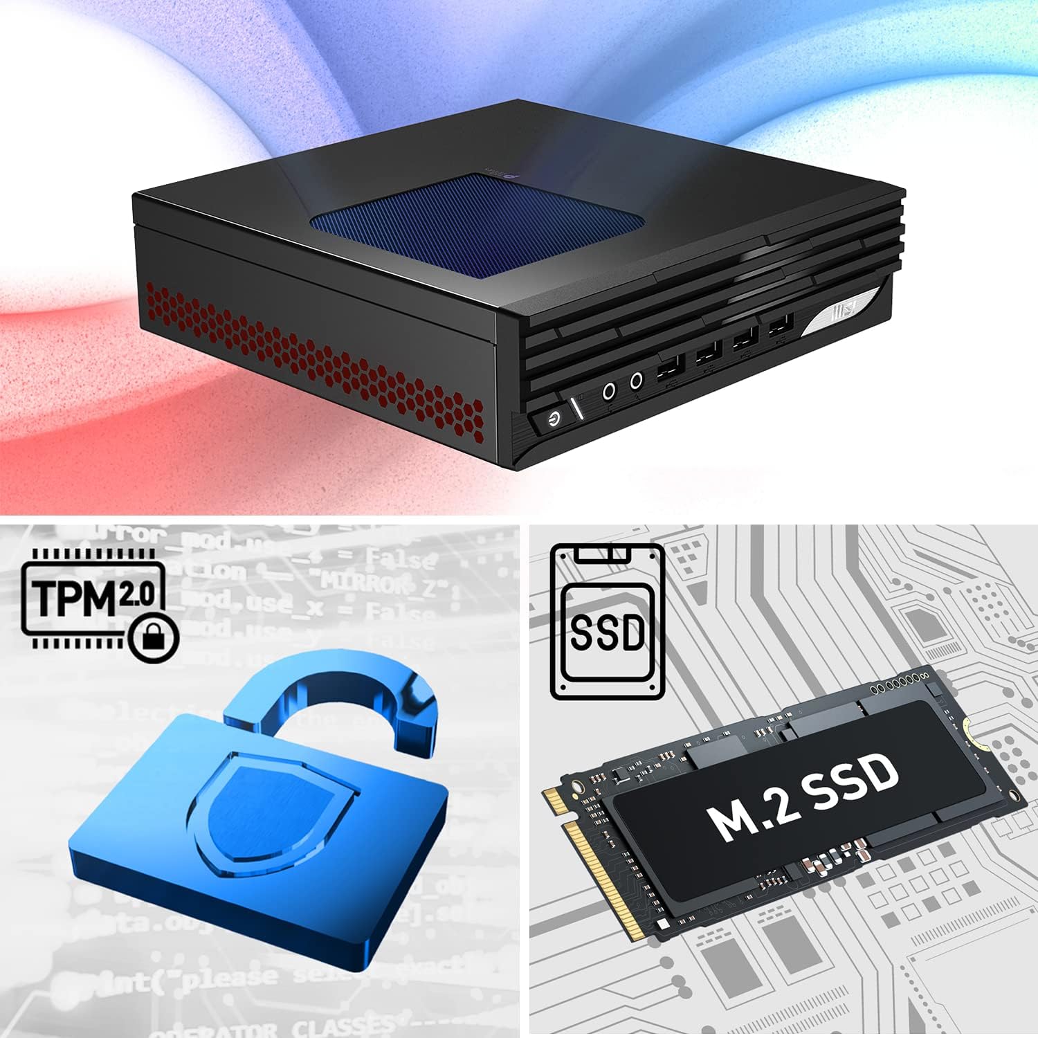 MSI PRO DP21 12M-407US Mini PC Business Desktop, Intel Core i3-12100, Intel UHD 730 Graphics, 8GB Memory, 250GB M.2 SSD, WiFi 6, Windows 11 Home, 4K Dual Display Support, USB Type-C, HTPC 2022 : Electronics