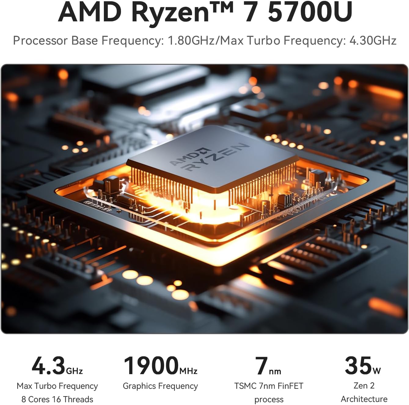 Beelink Mini PC AMD Ryzen 7 5700U Up to 4.3GHz 8C/16T, SER5 16GB RAM 1TB SSD Graphics 8core 1900 MHz, M.2 SSD NVME 2280 Mini Computers WiFi 6/BT5.2/HDMI/DP/USB-C, Support 2.5 Inch HDD