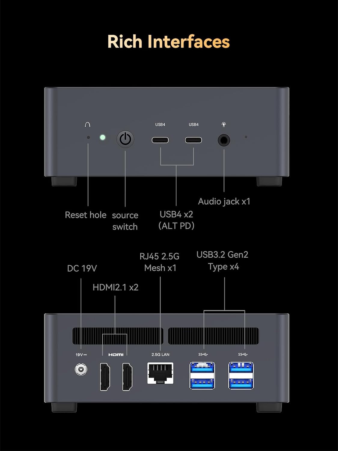 MINISFORUM UM480 XT Mini PC AMD Ryzen 7 4800H(8C/16T) DDR4 16GB RAM+512GB NVMe SSD Windows 11 Home Desktop Computer, 2xHDMI+1xUSB-C 4K@60Hz Outputs, 2.5G LAN, AMD Radeon Graphics Mini Computer