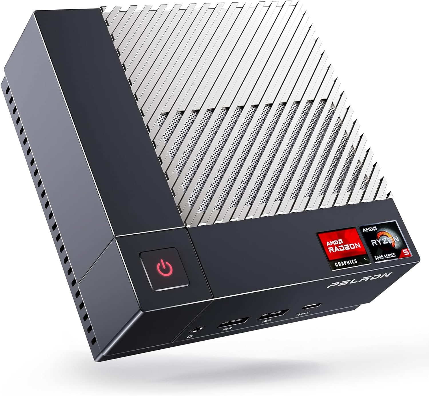 PELADN HA-3 Mini PC, AMD Ryzen 5 5500U (6C/12T up to 4.0Ghz), 16GB DDR4 3200MHz, 512GB NVME SSD, Win 11 Pro, 4K@60Hz HDMI 2.0,Dual LAN, WiFi 5, Bluetooth 4.2, Compact Desktop Computers.