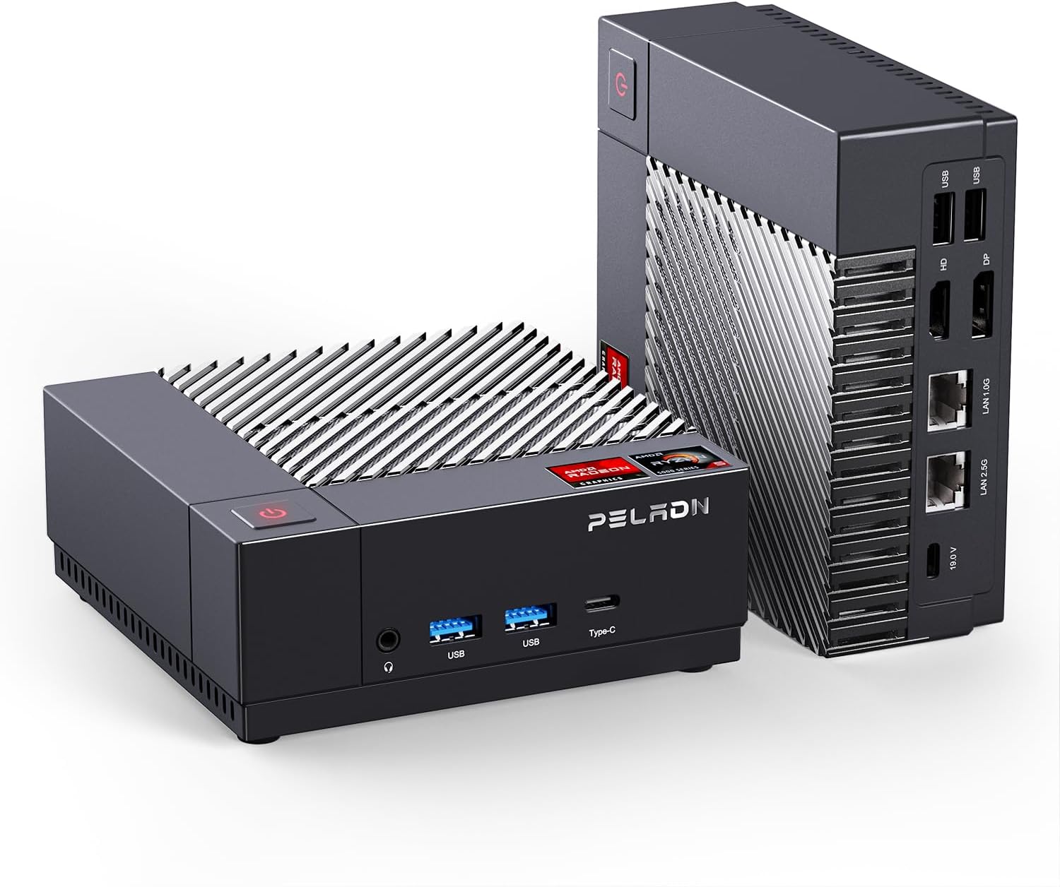 PELADN Mini PC AMD Ryzen 7 5500U(6C/12T, up to 4.0GHz), HA-3 Mini Gaming PC with 16GB RAM and 512GB M.2 2280 SSD, Win 11 Pro Dual LAN Mini Desktop PC with WiFi 6/BT5.2/USB-C for Game and Daily Use
