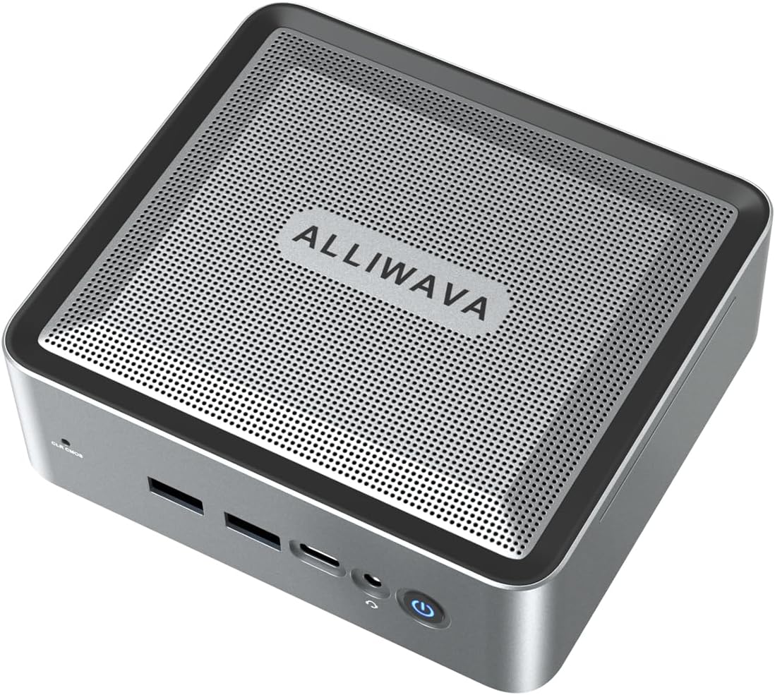 ALLIWAVA Mini PC AMD Ryzen 7 5800U 8 Cores 32GB DDR4 512GB NVME SSD Mini Desktop Computers, AMD Radeon Graphics 2000MHz, Dual HDMI and USB-C 4K Output, WiFi6/BT5.2