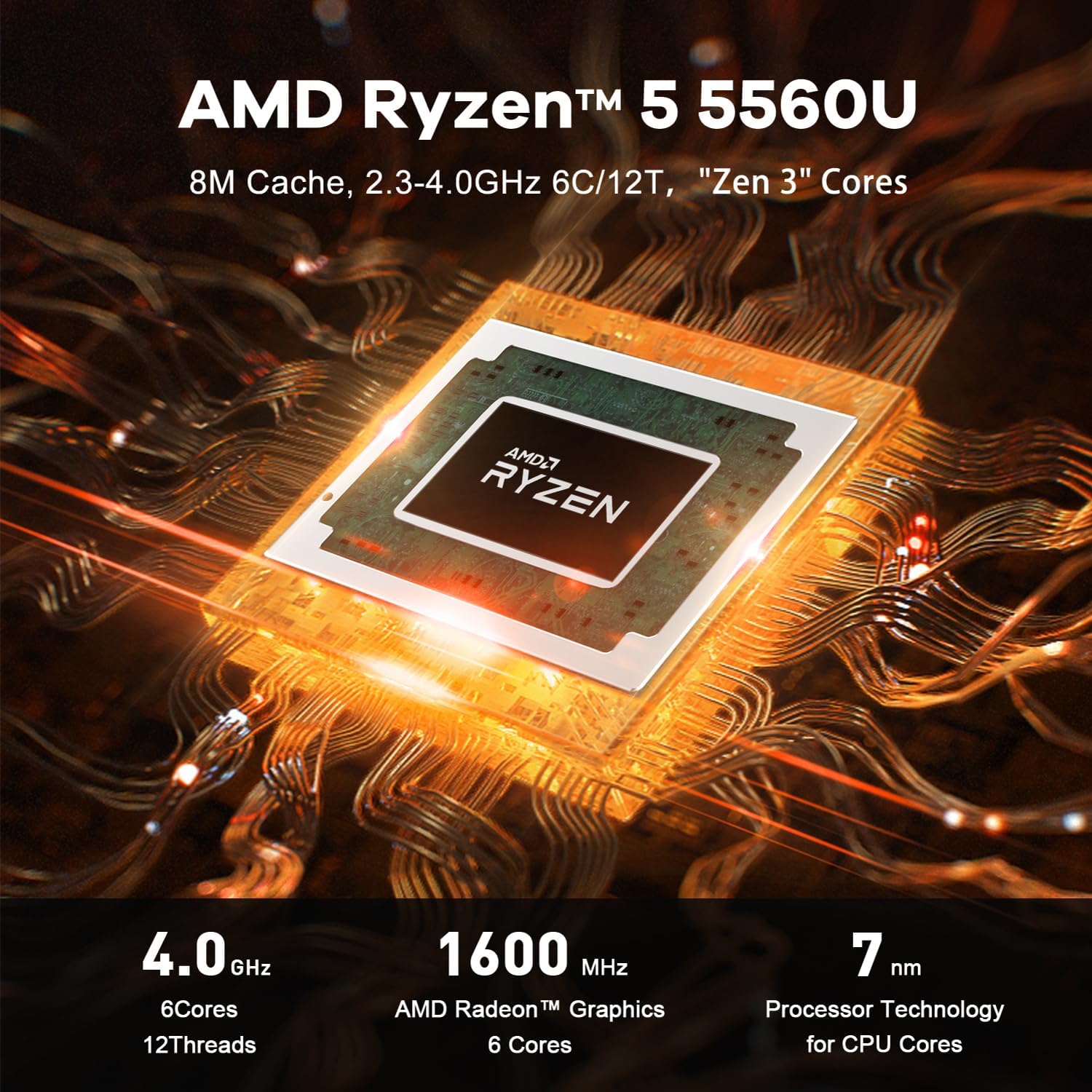 Beelink Mini PC AMD Ryzen 5 5560U(up to 4.0GHz) Mini Computer 16GB DDR4 RAM 500GB M.2 NVMe SSD Mini Desktop 4K@60Hz Triple Display Wifi6/BT5.2/USB3.2/HDMI2.0+DP1.4+Type-C for Office  Home