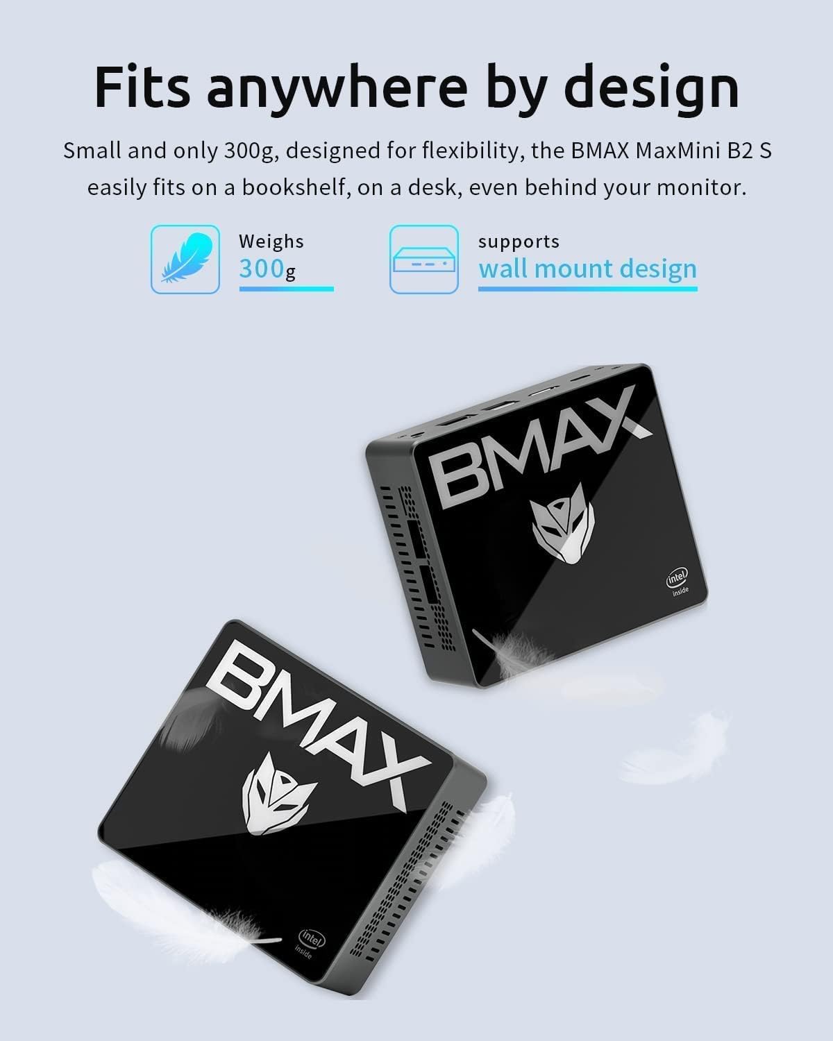 Bmax Mini PC B2 S 6GB DDR4/128GB eMMC, N4020 (up to 2.8 GHz) Micro Desktop Computer, 60Hz Dual Display HTPC, Gigabit Ethernet, Dual-Band Wi-Fi/HDMI VGA Port BT 4.2 USB 3.0 x4