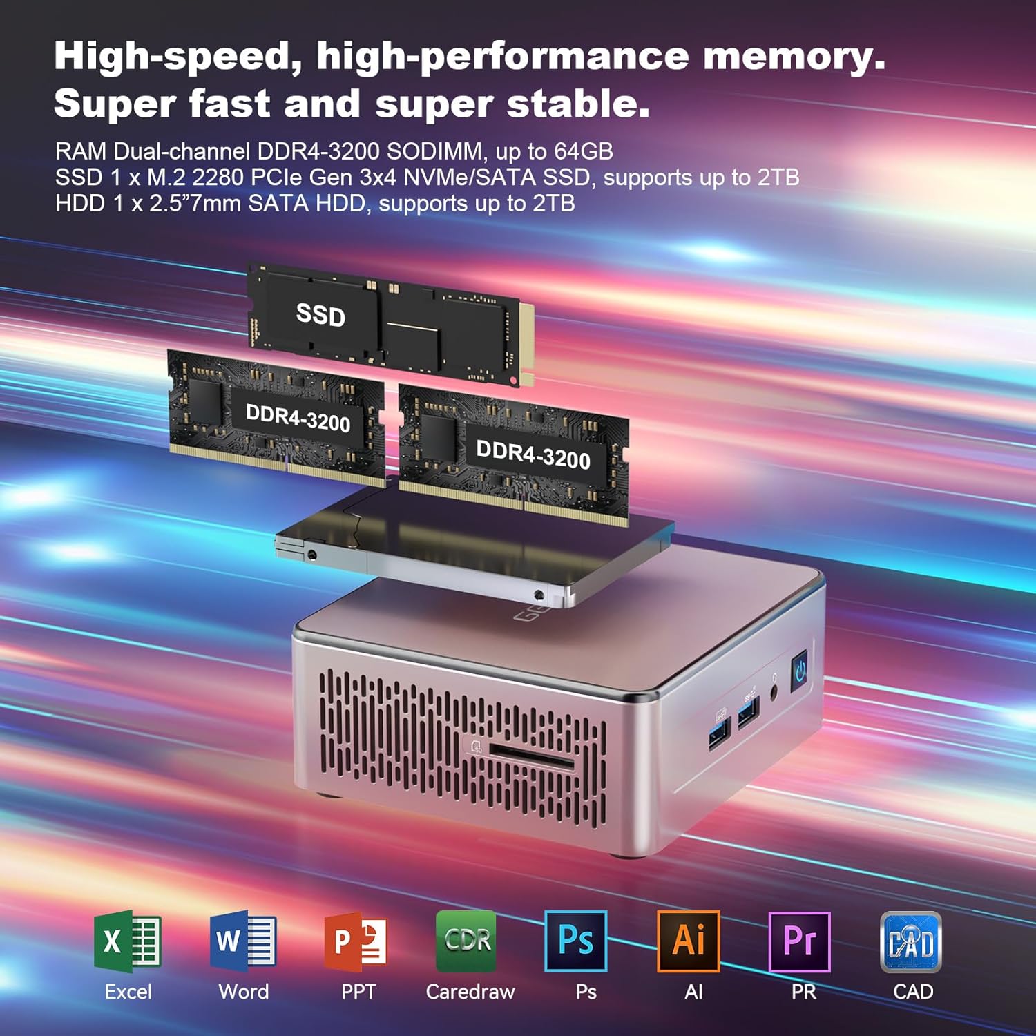 GEEKOM A5 Mini PC, AMD Ryzen 7 5800H(8C/16T, up to 4.4GHz), 32GB DDR4512GB M.2 PCIe NVMe SSD, Vega 8 Graphics, Windows 11 Pro Desktop Computer Support 8K UHD/Wi-Fi 6/Bluetooth 5.2/USB 3.2