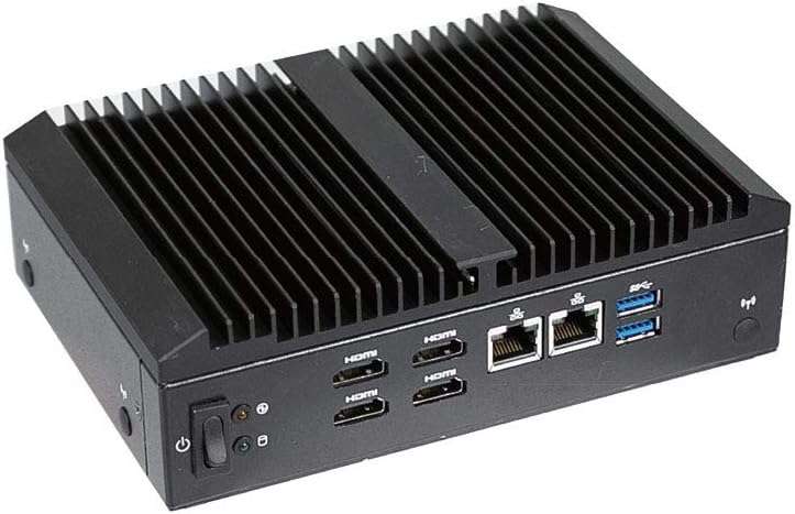 GigaIPC QBiX Pro AMD V1605B Embedded Fanless Mini PC with Quad Displays via HDMI, 4 x COM, Wide Input 9-36V DC-in