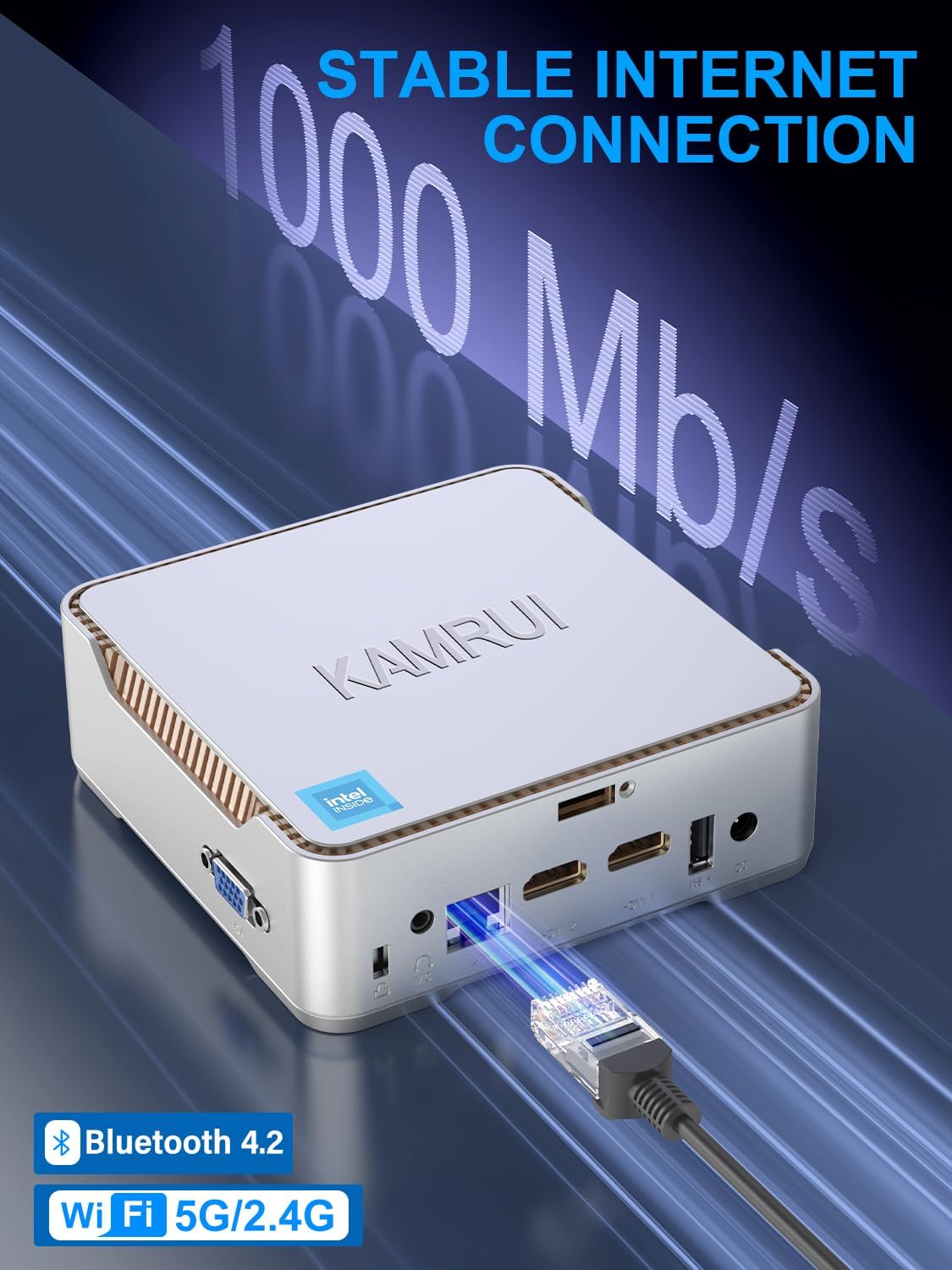 KAMRUI GK3 Plus Mini PC,12th Intel Alder Lake- N95 (up to 3.4GHz) 16GB RAM 1TB M.2 SSD Mini Desktop PC, Gigabit Ethernet, 4K UHD, Dual Wi-Fi, BT 4.2 Home/Business Mini Desktop Computer