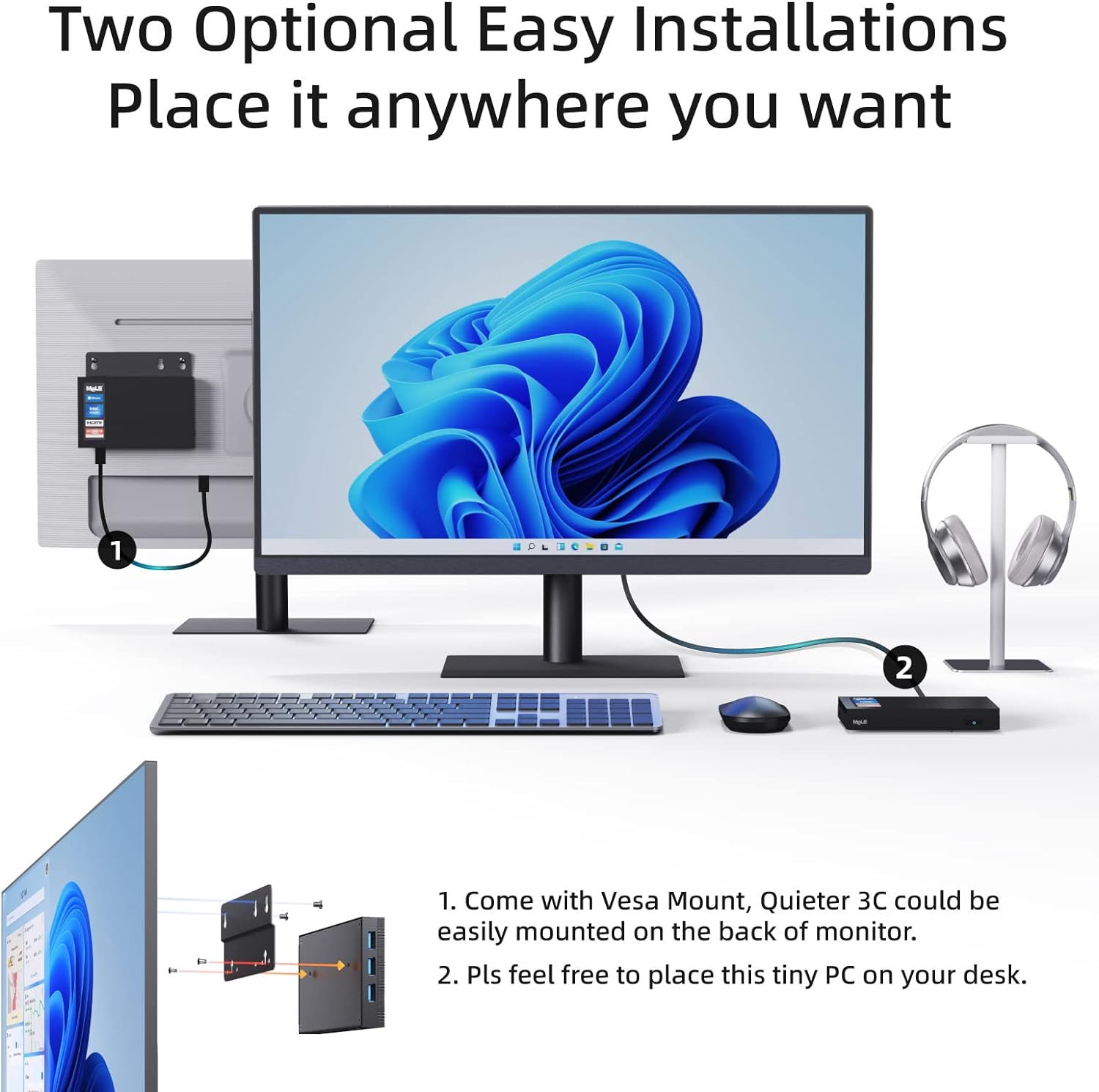 MeLE Quieter3C Fanless Mini PC, Window 11 Home Celeron N5105 4GB 128GB Mini Desktop Computer Support 4K HDMI HDR, Industrial Micro PC with Auto Power on Ethernet PXE USB-C PD3.0 Video Display