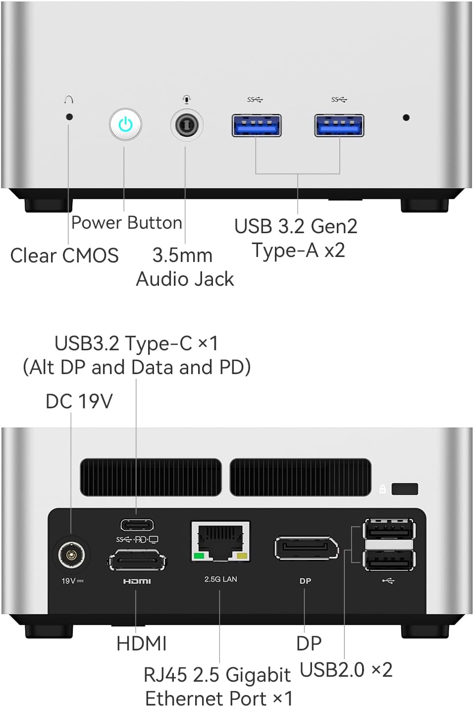 MINISFORUM UN1265 Mini PC 12th Gen Core i7-12650H(10C/16T) Mini Computer 32G RAM+1TB SSD, Expandable HDD Slot, HDMI/DP/USB-C 4K@60Hz Outputs, WiFi 6E/BT5.2/2.5G LAN, 4xUSB Port Desktop Computer