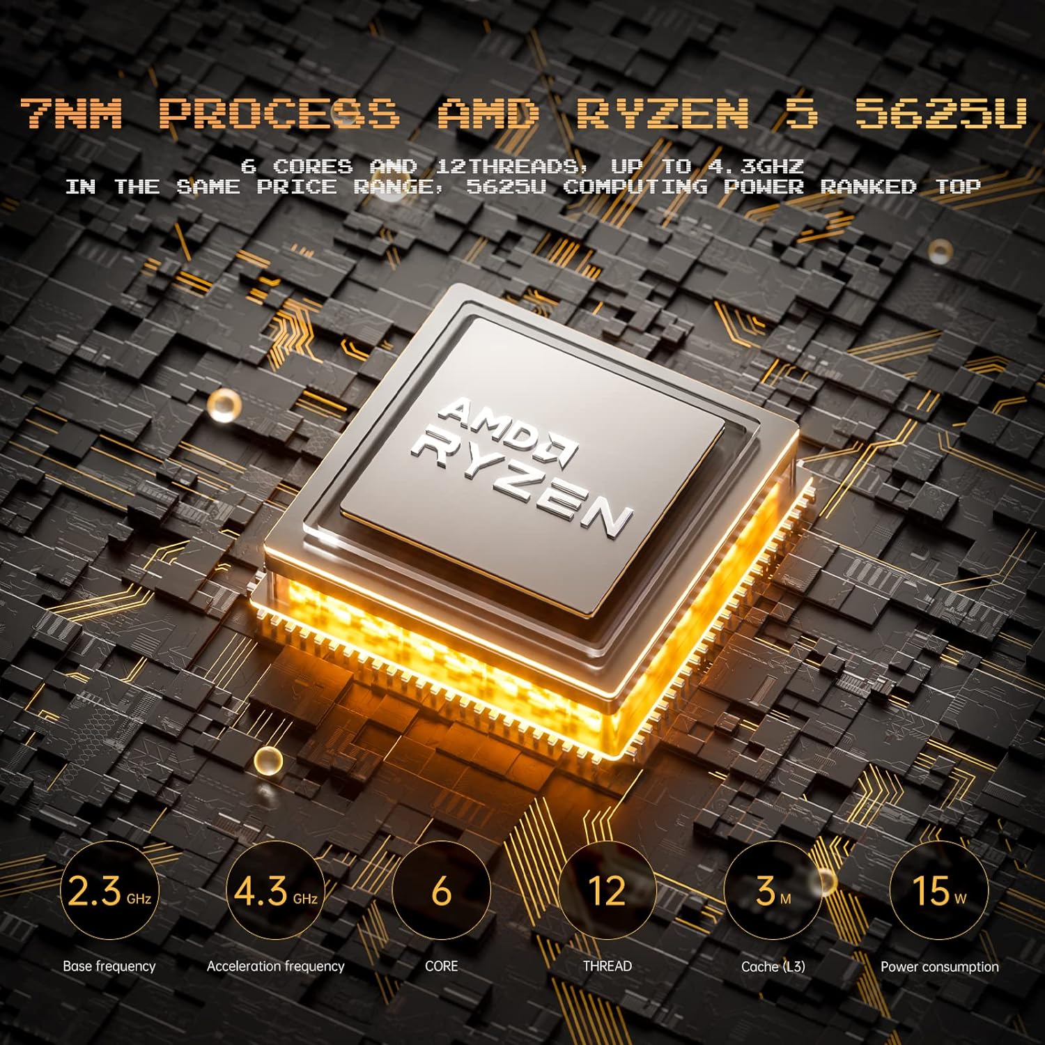 SkyBarium Mini PC AMD Ryzen 5 5626U Processor（Up to 4.3GHz）Mini Desktop Computer Gaming PC Windows 11, 16GB DDR4 RAM 512GB SSD, Mico Computers with Wifi 6 Bluetooth 5.2 Support 4K@60Hz Triple Display