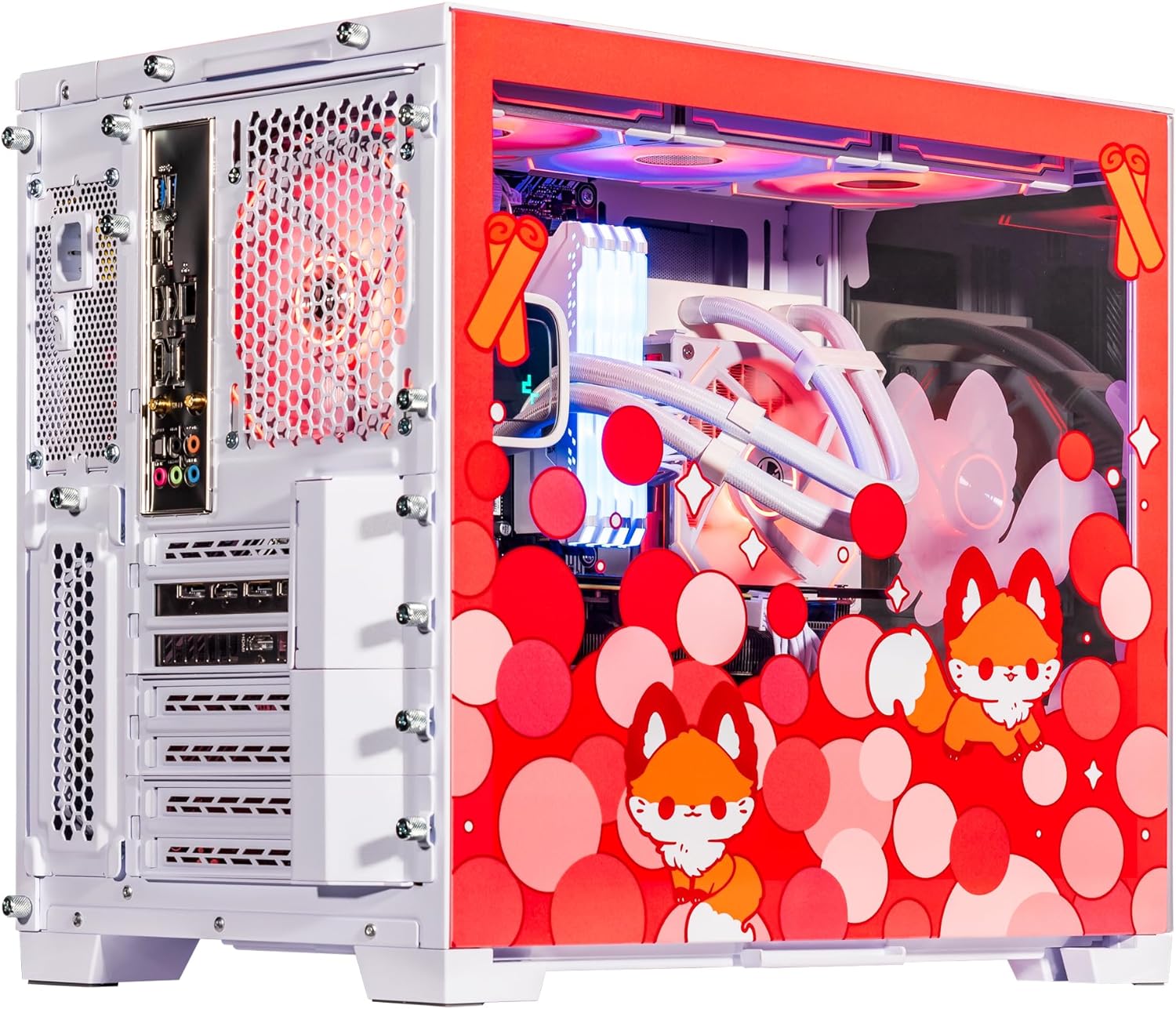 Velztorm Cinnamon Fox Red Limited Edition Gaming PC (AMD Ryzen 7 5700X 8-Core, 16GB DDR4, 512GB PCIe SSD + 1TB HDD (3.5), GeForce RTX 3060, WiFi 5, BT 5, Liquid Cooled 240mm, 850W, Win 10 Home)