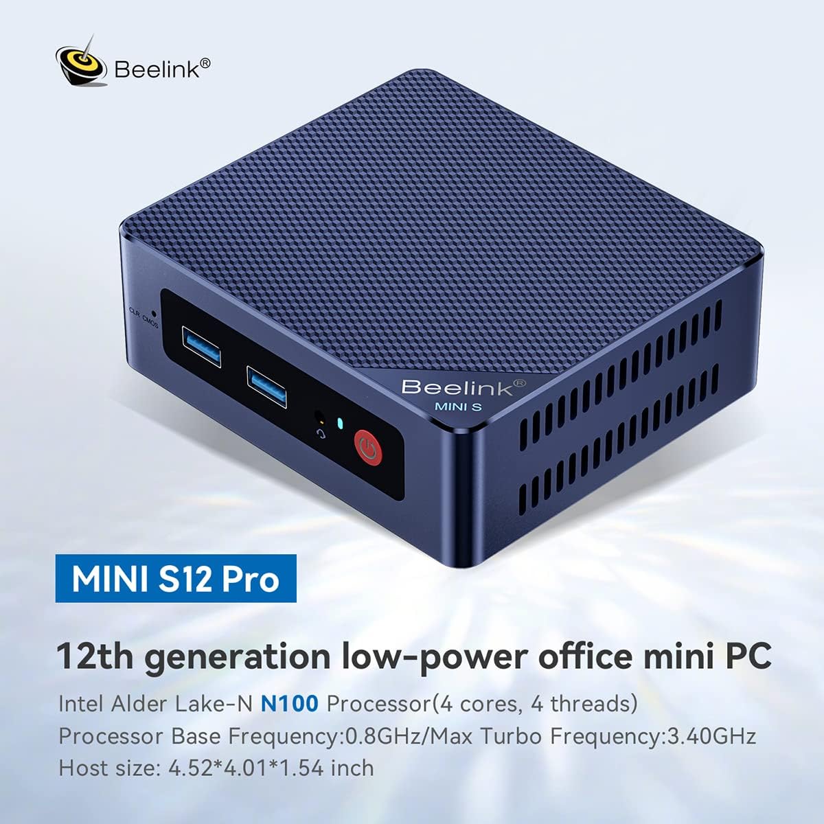 Beelink N95 Intel 12th Mini PC MINIS 12 4C/4T MAX 3.4Ghz, 16GB DDR4  500GB SSD WiFi 5, Office PC Dual HDMI 4K DIsplays Home Serve PLEX, AV1 Decode