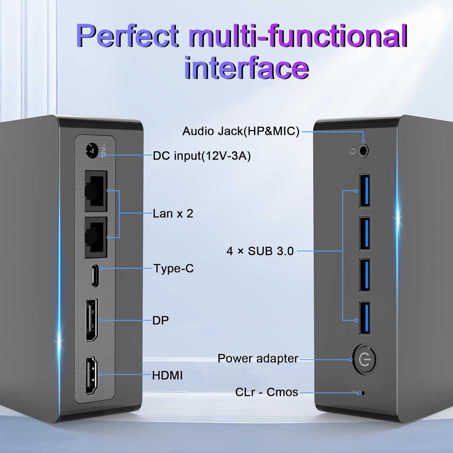 Dual LAN Mini PC, Mini Desktop Computer Intel 11th Celeron Processor N5105 8GB DDR4 RAM, 256GB SSD Storage, 4 Cores/4 Threads/Type-C/Support 4K for Home and Entertainment