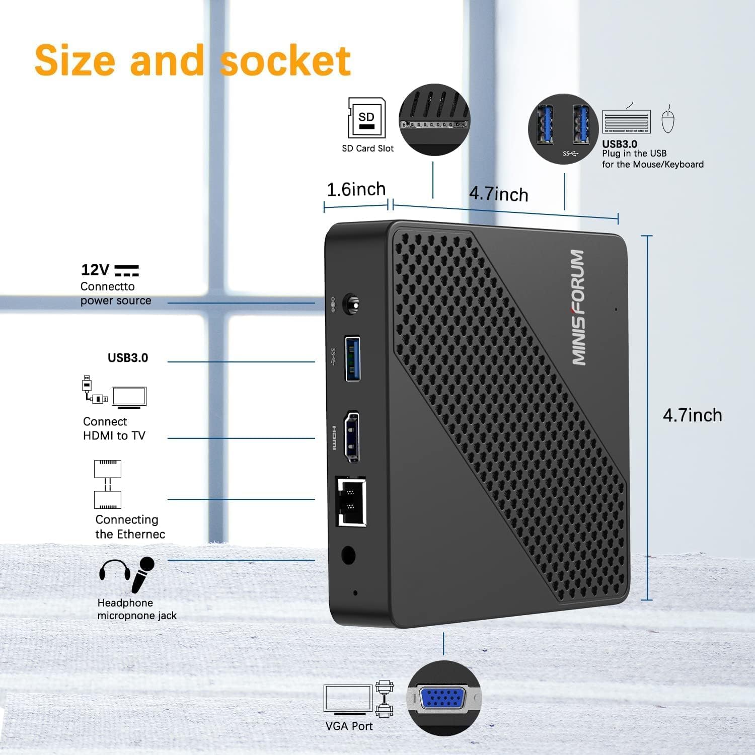 N40 Mini PC Fanless Celeron N4020 (up to 2.8GHz) with 4GB DDR4/64GB eMMC RAM Mini Desktop Computer, Support 4K UHD, VGA Port,2.4G/5.8G WiFiBT4.2,3xUSB3.0 Ports,1x SD Card Slot for Business Home Offic