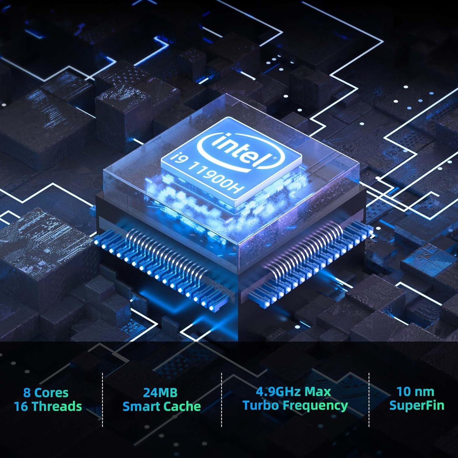 AWOW Mini PC Intel Core i9-11900H(4.9GHz, 8C/16T), 32GB DDR4 Dual Channel 1TB M.2 NVMe SSD, Mini Desktop Computer 4K Triple Display, WiFi6/BT5.2, 2X 2.5G LAN, 4X USB3.2 Gen 2