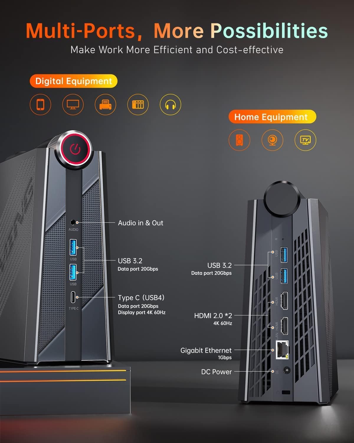 [Gaming/Business] Mini PC Intel Core i9-11900H(up to 4.9GHz), 16GB DDR4 512GB NVMe SSD Desktop Computers, 8C/16T Mini Desktop Computer, Support WiFi6/BT5.2/4K@60Hz/HDMI/Type C/Dual Channel