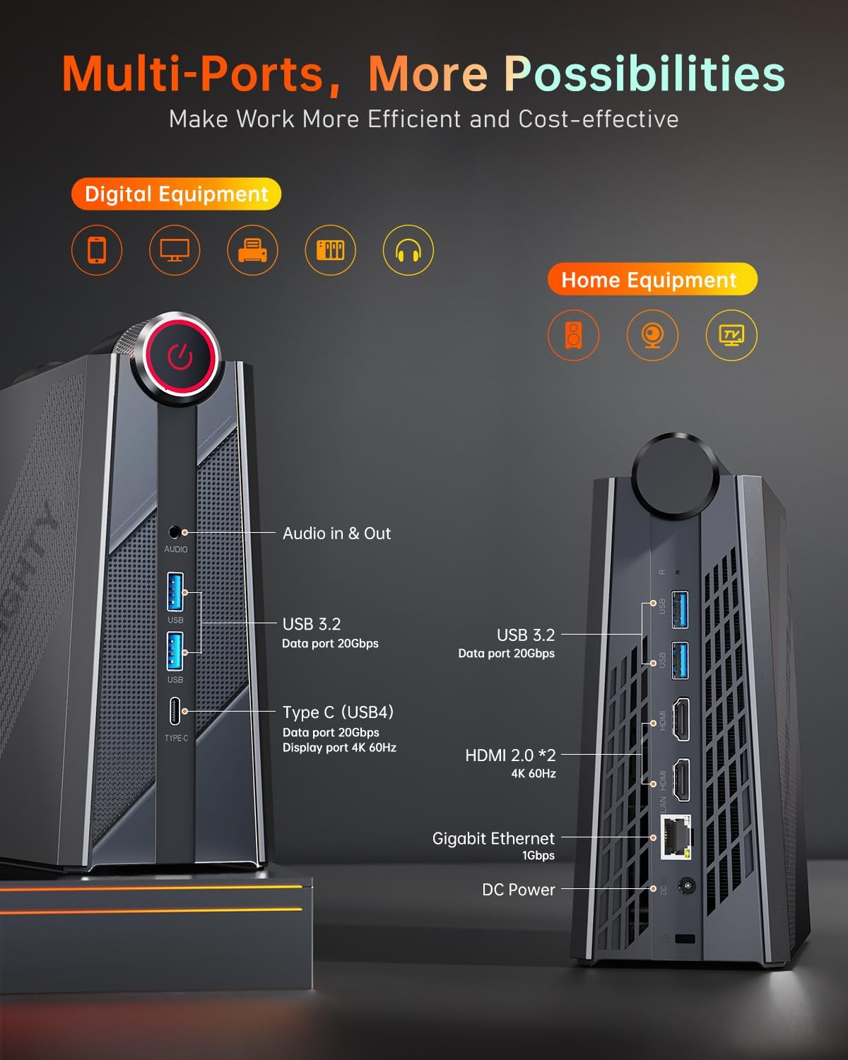 [Gaming/Business] Mini PC Intel Core i9-11900H(up to 4.9GHz),Gaming Computer 16GB DDR4 512GB SSD,24 MB Cache,WiFi6/BT5.2/Multi-Mode/Dual Fans/RGB