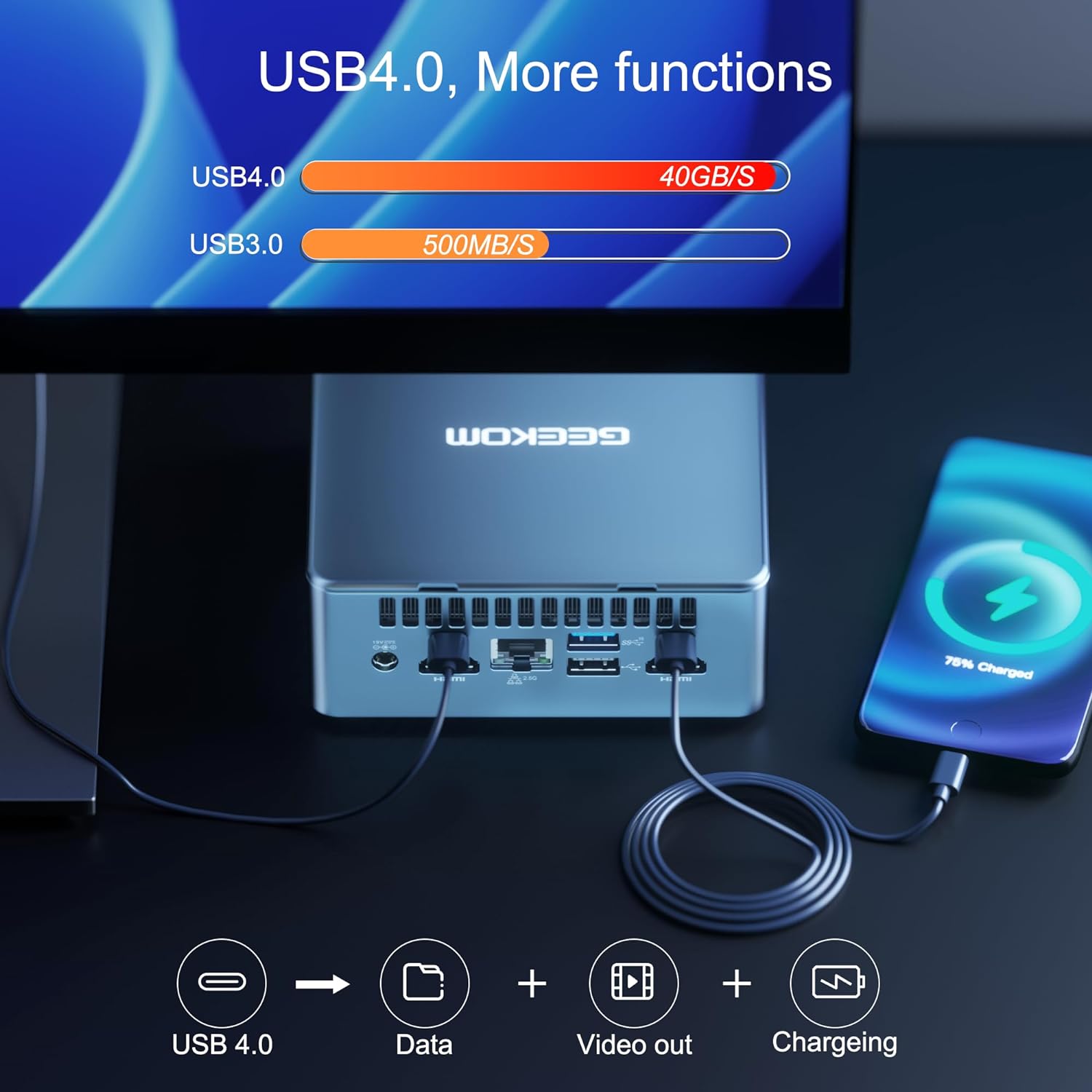 GEEKOM Mini PC Mini IT13, 13th Intel Core i7-13620H (10C/16T, up to 4.9GHz), 32GB DDR4 RAM/1TB PCIe Gen4 SSD Mini Desktop NUC13, USB4.0/8K UHD/WiFi 6E/BT5.2, HomeOffice Mini Desktop Computers