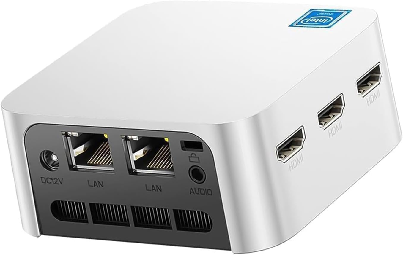 GLOTRENDS T8 Plus Mini PC Computer Win 11 Pro, Intel 12th Gen N100 (up to 3.4GHz) 16GB LPDDR5 256GB M.2 SSD, Dual Gigabit Ethernet, 3 HDMI and 3 USB 3.0, 4K UHD Graphics Card, 2.4G/5G WiFi, BT4.2
