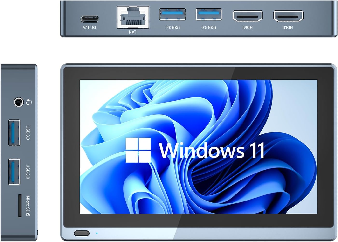 HIGOLEPC Mini PC Windows 11 PRO,Intel Celeron J4125 Mini Computer,8GB DDR,256GB EMMC,Mini PC with Screen,Micro PC Support 4K HDMI Double Display,WiFi 5.0, BT4.2, Gigabit Ethernet