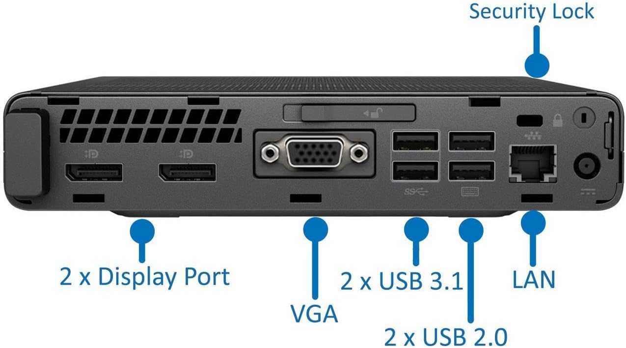 HP Prodesk 600 G3 Micro Computer Mini PC (Intel Quad Core i5-7500T 2.7Ghz, 16GB DDR4 Ram, 256GB SSD, Display Port, USB 3.0, USB-C) Win 10 Pro (Renewed)