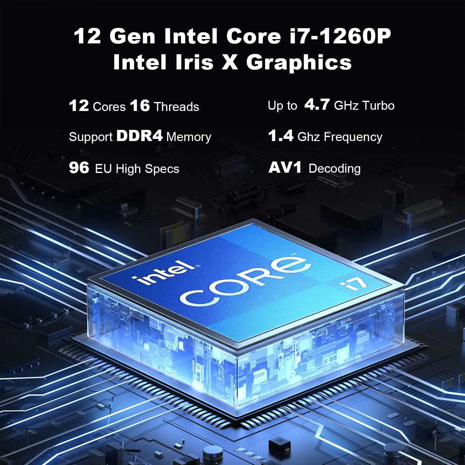 i7 Mini PC Thunderbolt 4 Intel 12th i7-1260P Mini Desktop Computer Max 4.70GHz Dual Channel DDR4/SSD 16GB RAM 512GB NVME SSD, Dual 2.5GB Ethernet Mini PC, 4K Dual HDMI Display/BT5.2/WiFi ax