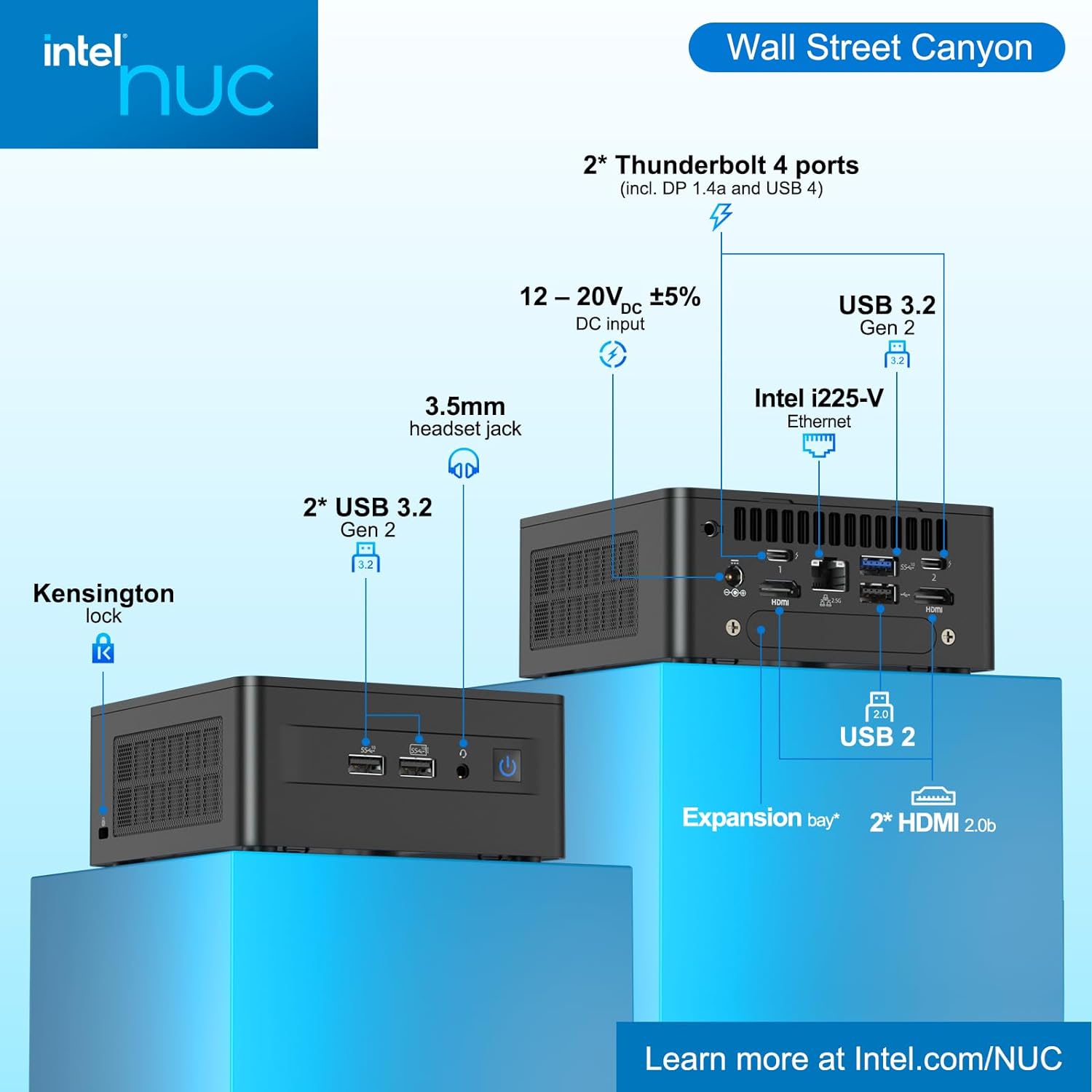 Intel NUC 12 Pro Wall Street Canyon Mini PC, 32GB RAM, 1TB SSD, Intel Core i7-1260P Processor (18M Cache, up to 4.70 GHz), WiFi 6E, BT 5.2, Dual Thunderbolt, Dual HDMI, Win 11 Pro(NUC12WSHi7)