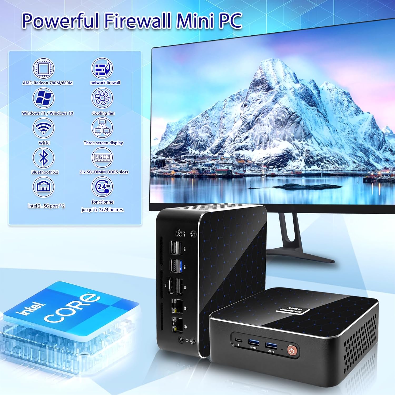 Mini Game Computer, AMD R9-7940HS (8Cores 16Threads, up to 5.2GHz) Windows 11, Mini Gaming Desktop, 64GB DDR5 4TB SSD NVMe, Mini PC HDMI 2.1, 3*USB 3.2, 3*USB2.0, 1*DC-IN, 1*TYPEC, Home Office