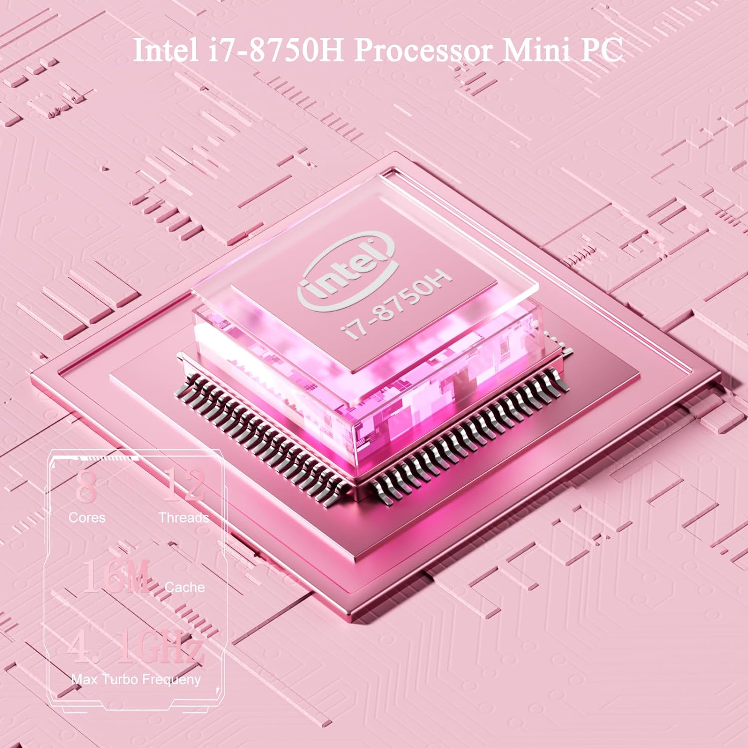 Mini PC, Intel I7-8750H Mini PC Nvidia GTX1050 GDDR5 RGB Lights Desktop Mini Computer 16GB DDR4 512GB M.2 NVMe SSD, Support 4K Triple Display WiFi 6 BT 5.2, Windows 11 Pro