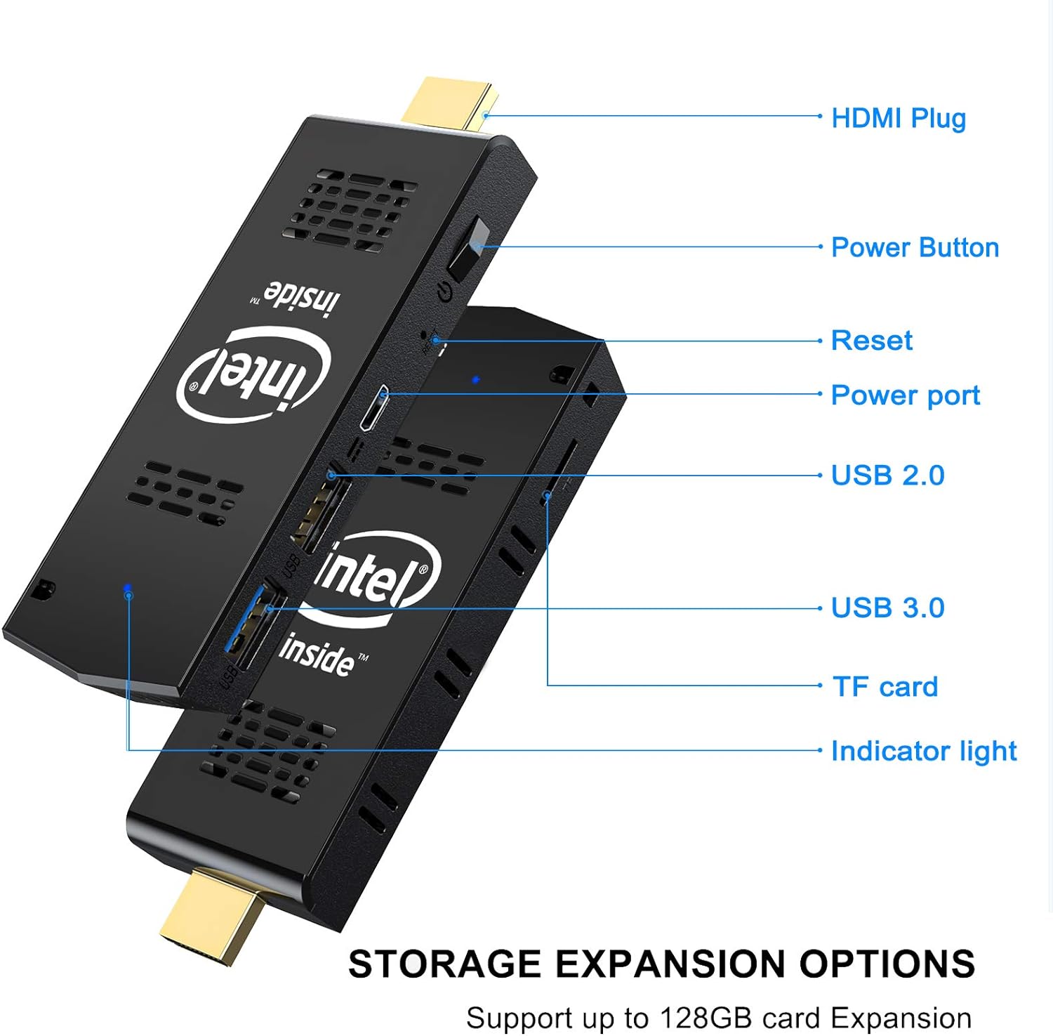 Mini PC Stick Pocket PC with Intel Atom Z8350  Windows 10 Pro 4GB RAM 64GB ROM Support Auto-On After Power Failure,Support 4K HD,Dual Band WiFi 2.4G/5G, BT 4.2