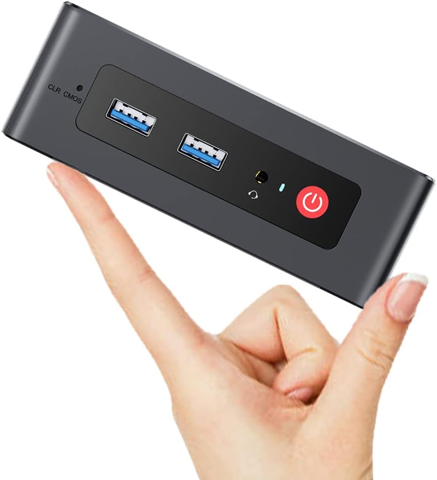 Mini PC WOS Desktop Intel N95(Up to 3.4GHz) 16GB DDR4 500G PCIE1 SSD for Working Micro PC, Support Mini Computer WOS Pro/1200MHz HD 4K@60Hz Dual HDMI Output/WiFi 5/BT 4.0/Type-C/ RJ45