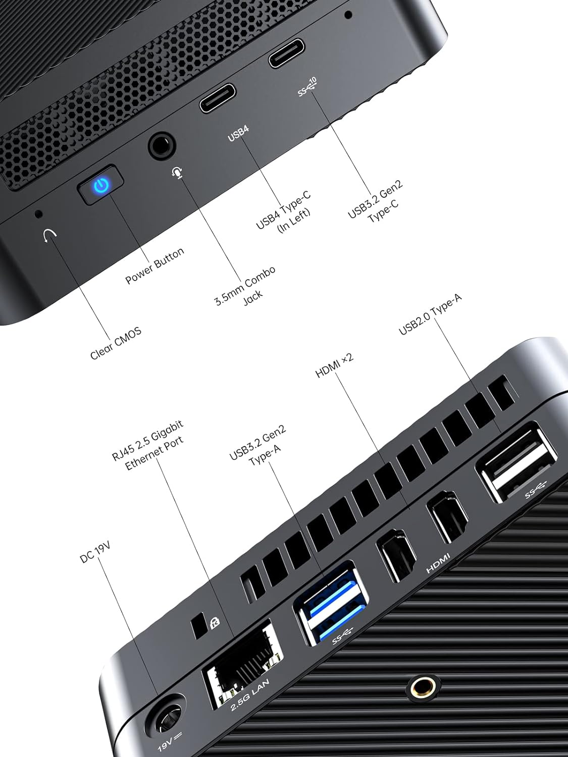 MINISFORUM UM773 Mini PC Barebone with AMD Ryzen 7 7735HS  AMD Radeon 680M,up to 4.75GHz Mini Computer, 2 x HDMI,1x USB4,4 x USB 3.0, WiFi 6,BT5. 2