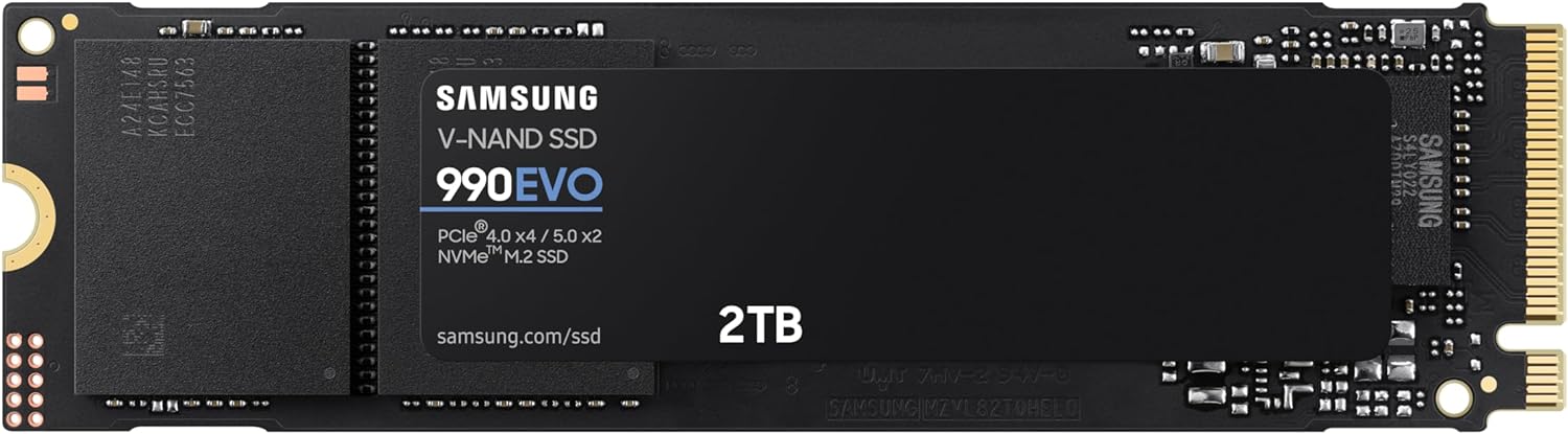 SAMSUNG 990 EVO SSD 2TB, PCIe Gen 4x4, Gen 5x2 M.2 2280 NVMe Internal Solid State Drive, Speeds Up to 5,000MB/s, Upgrade Storage for PC Computer, Laptop, MZ-V9E2T0B/AM, Black