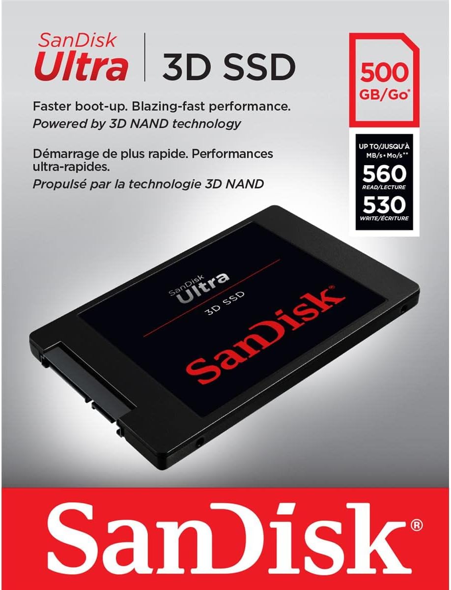 SanDisk Ultra 3D NAND 4TB Internal SSD - SATA III 6 Gb/s, 2.5/7mm, Up to 560 MB/s - SDSSDH3-4T00-G26