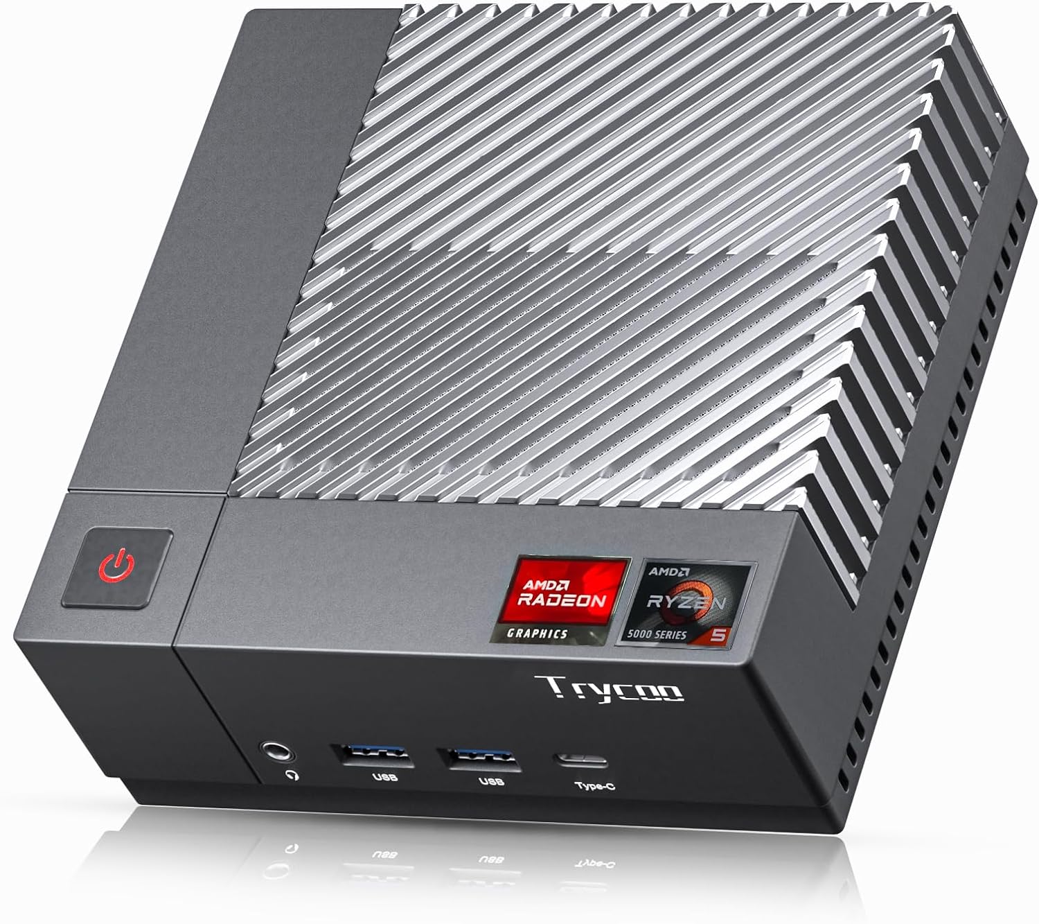 Trycoo HA-3 Mini PC, AMD Ryzen 5 5500U (6C/12T, 4.0Ghz), 16GB RAM 512GB M.2 2280 SSD, Win 11 Pro Mini Desktop Computer 4K@60Hz HD 2.0/DP/Type-C/WiFi 6/BT5.2/USB3.2