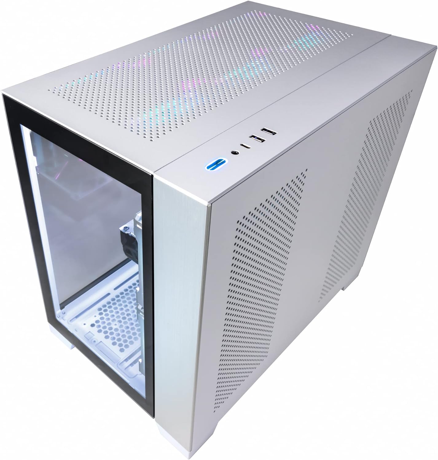Velztorm Mini Lux Gaming Desktop PC (AMD Ryzen 9 5950X 16-Core, 32GB RAM, 512GB PCIe SSD, GeForce RTX 4060, WiFi, White, Win 10 Pro)