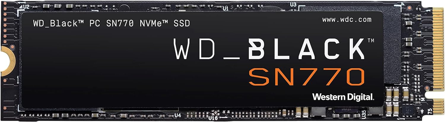 Western Digital WD_BLACK 1TB SN770 NVMe Internal Gaming SSD Solid State Drive - Gen4 PCIe, M.2 2280, Up to 5,150 MB/s - WDS100T3X0E
