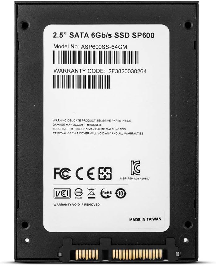 ADATA Premier SP600 64 GB 2.5 SATA III 6 Gb/s Read up to 550MB/s Solid State Drive (ASP600S3-64GM-C)