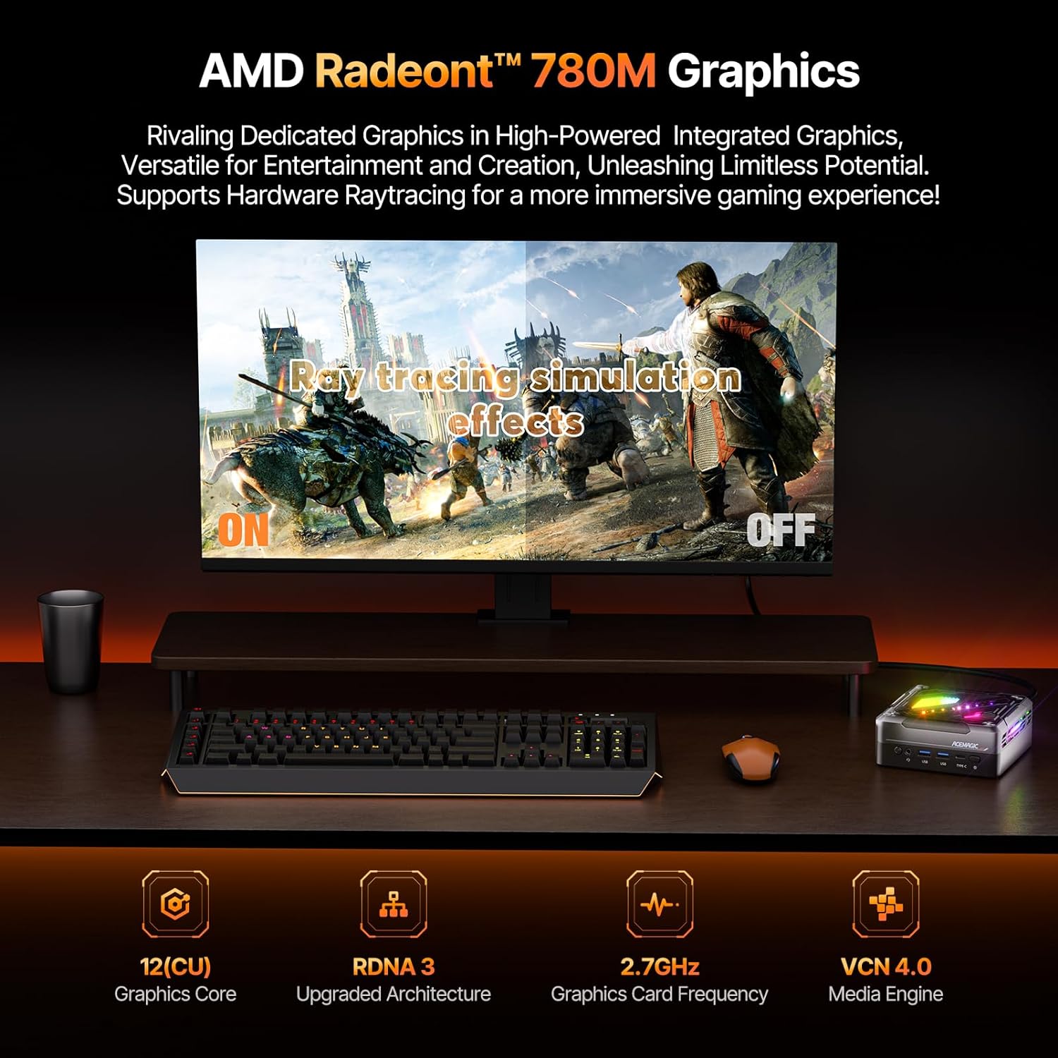 AM18 Mini PC, AMD Ryzen 7 7840HS (8C/16T, up to 5.1GHz), 32GB DDR5 512GB PCle 4.0 M.2 SSD, Mini Computer AMD Radeon 780M, USB4+HDMI+DP, WiFi 6/2.5G LAN/BT5.2/8K Triple Display Gaming/Office