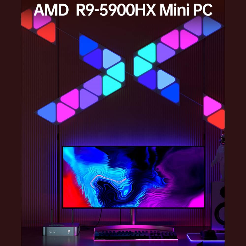 BUZHI MN59H Mini PC AMD R9 5900HX Processor AMD Radeon Graphics 8 GPU 32GB+512GB Memory Windows10 Operating System US Plug,Metal Mini PC