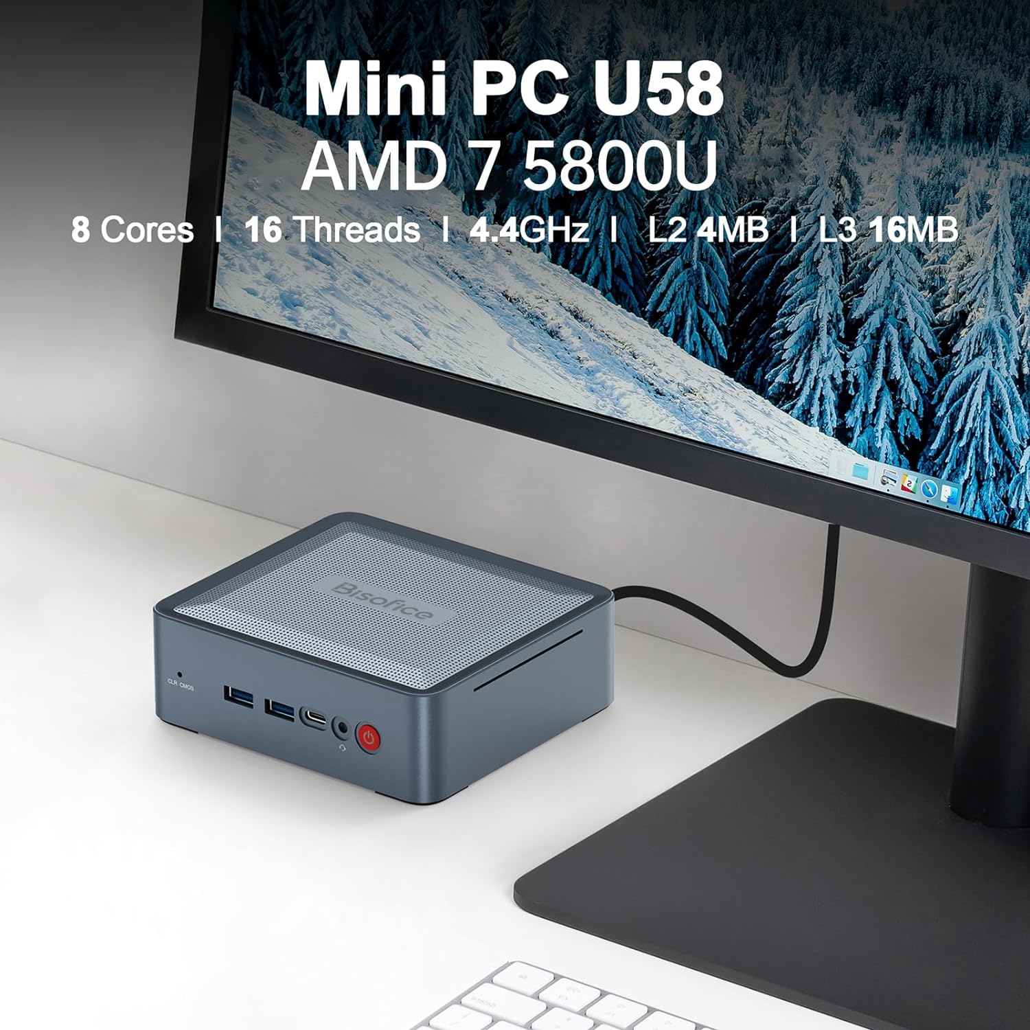 BUZHI Pocket PC,U58 Mini PC Desktop Computer with AMD Ryzen™ 7 5800U Processors 16G DDR4 Dual Channel 512G SSD Storage 8 Cores 16 Lines Threads Up to 4.4 GHz Support Triple Screen 4K Resolution