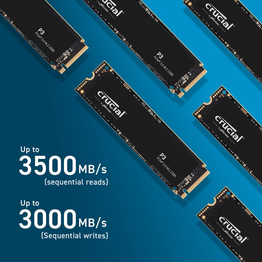 Crucial P3 2TB PCIe Gen3 3D NAND NVMe M.2 SSD, up to 3500MB/s - CT2000P3SSD8