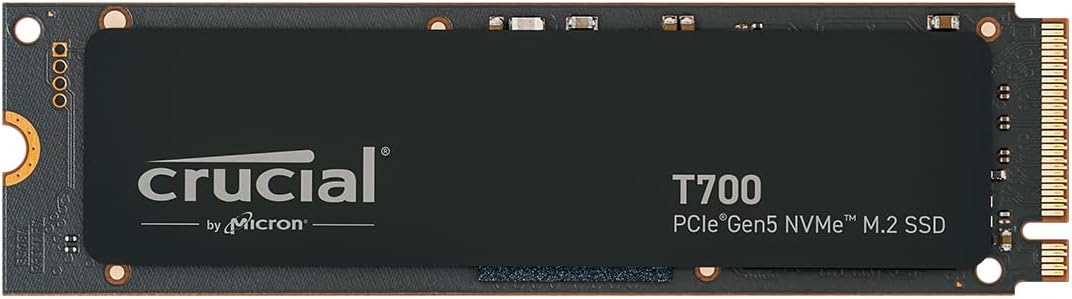 Crucial T700 1TB Gen5 NVMe M.2 SSD - Up to 11,700 MB/s - DirectStorage Enabled - CT1000T700SSD3 - Gaming, Photography, Video Editing  Design - Internal Solid State Drive