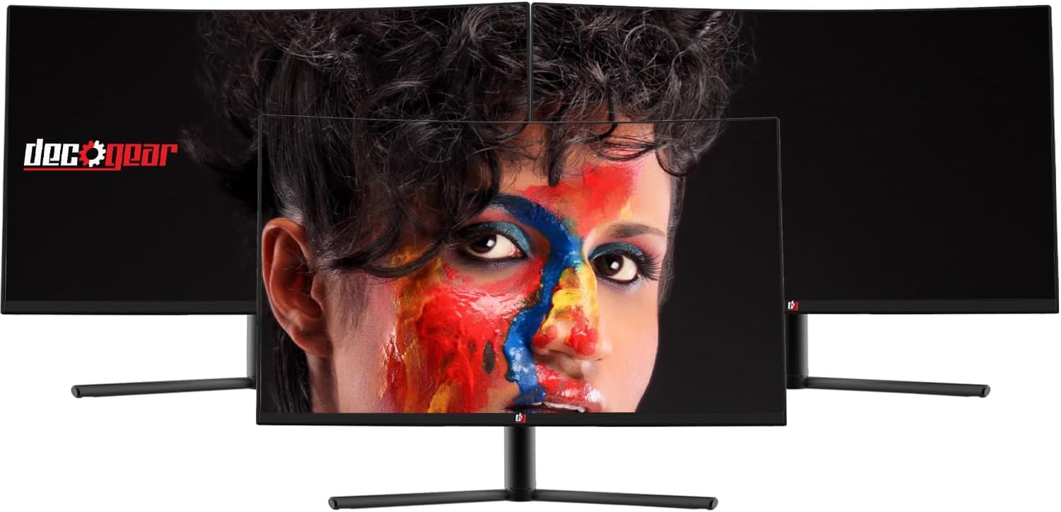 Deco Gear 32 Curved Gaming Monitor 1920x1080 with 3000:1 Contrast Ratio, 75 Hz Refresh Rate, 6ms Response Time, 16:9 Aspect Ratio, 103% sRGB Area Ratio (3-Pack)