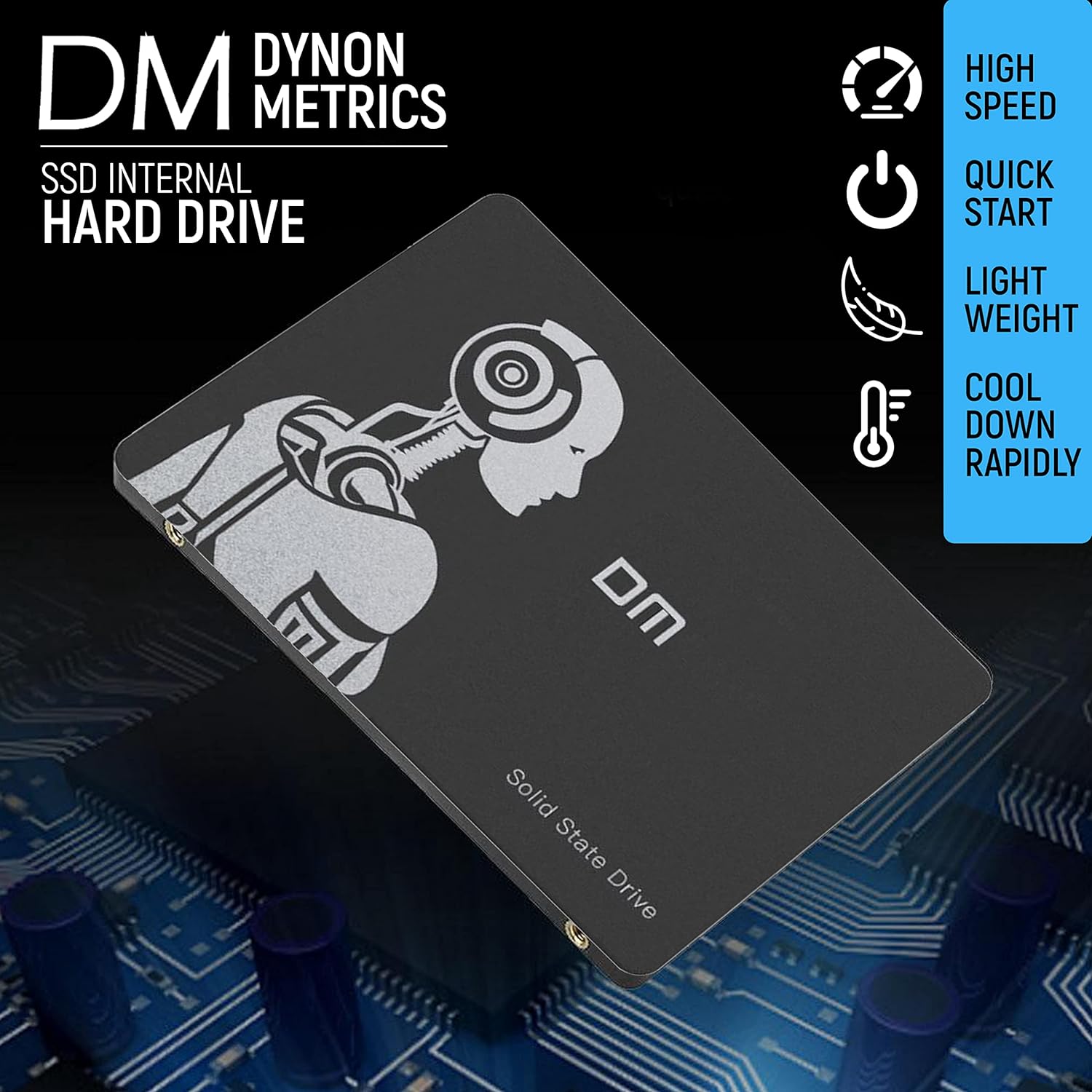 Dynon Metrics SSD Internal Hard Drive – 2.5 Inch High-Speed Internal SSD – SATA 3 Speed Class 6GBPS Solid State Drive – Matte Grey Finish – Low Temperature Regulation - 1TB
