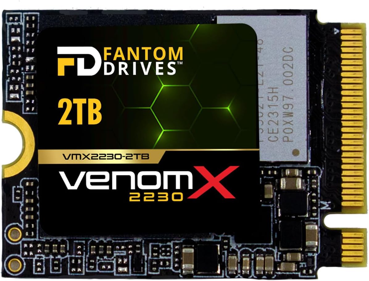 Fantom Drives VenomX 1TB High Performance M.2 2230 NVMe SSD, PCIe Gen4 x 4, Compatible with Steam Deck, ASUS ROG Ally, Mini PCs, Read speeds up to 5100MB/s (VMX2230-1TB)