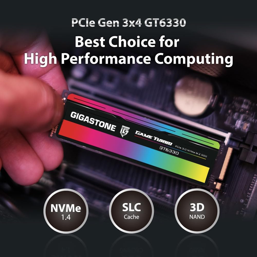 GIGASTONE SSD 1TB NVMe Gen 3 Gaming M.2 Internal Solid State Hard Drive PCIe 3.0x4 Upgrade PC or Laptop Storage and Memory Expansion for Gaming Graphics Creators IT Pros GT6330 Maximum Speed 3,500MB/s