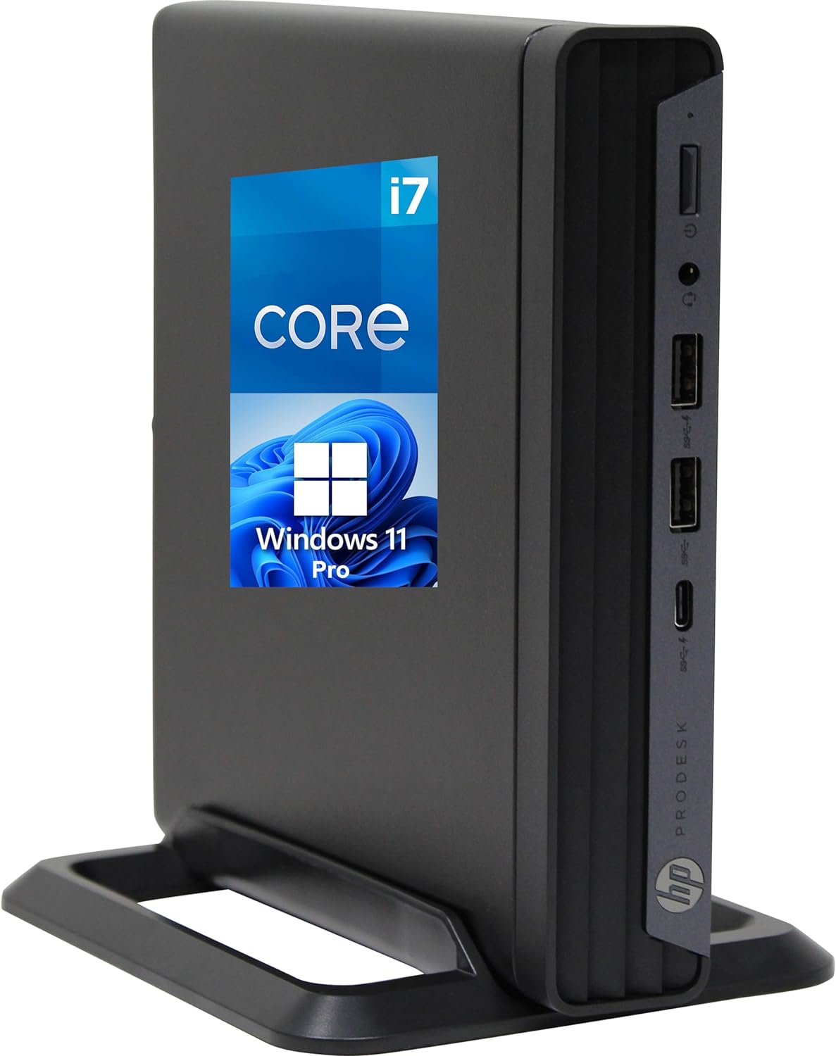 HP ProDesk 600 G6 Mini Desktop Computer, Intel i7-10700, 32GB RAM, 1TB NVMe SSD, Display Port, HDMI, USB C 3.2 (10Gbps), USB Wi-Fi- Bluetooth, Windows 11 Pro, Black