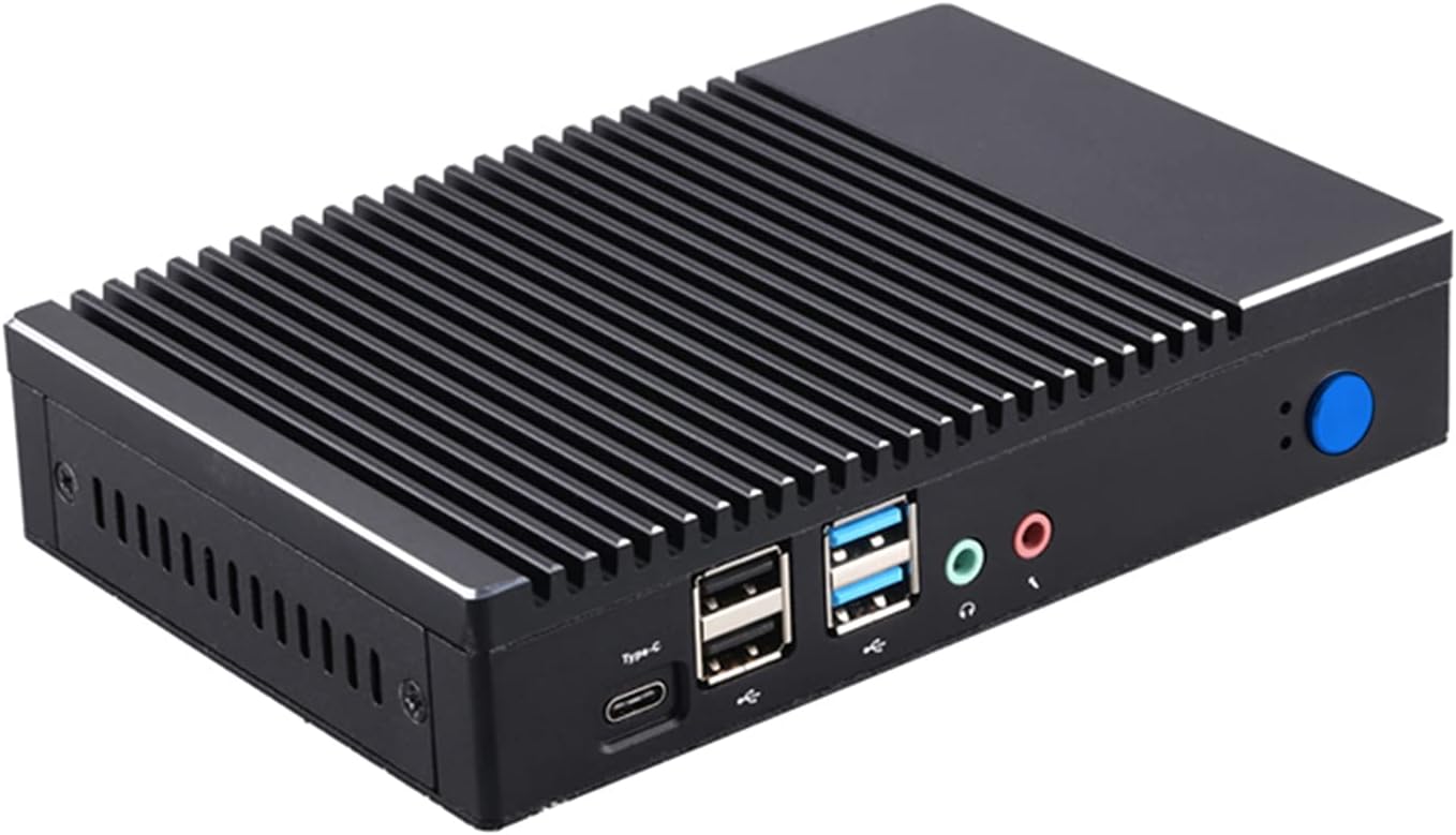 HUNSN Fanless Mini PC, Desktop Computer, Windows 11 Pro or Linux Ubuntu, Quad Core AMD A6 1450, BH05a, PXE, WOL, Vmware, Citrix Supported, VGA, HDMI, LAN, Type-C, Vesa Mount, 4G RAM, 64G SSD